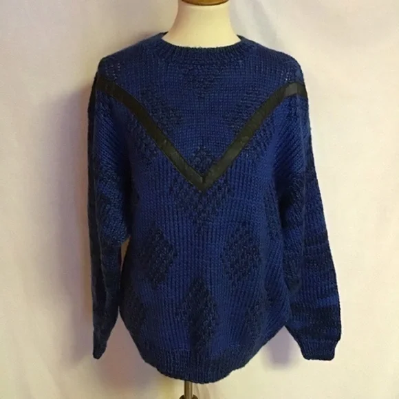 EUC✨ GABRIELLE vintage women's large blue 80s oversized sweater - Picture 5 of 8